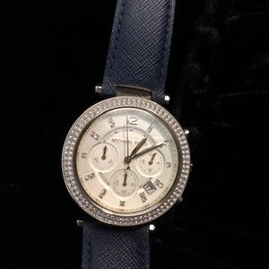 Michael Kors Chronograph Blue Leather wrist watch